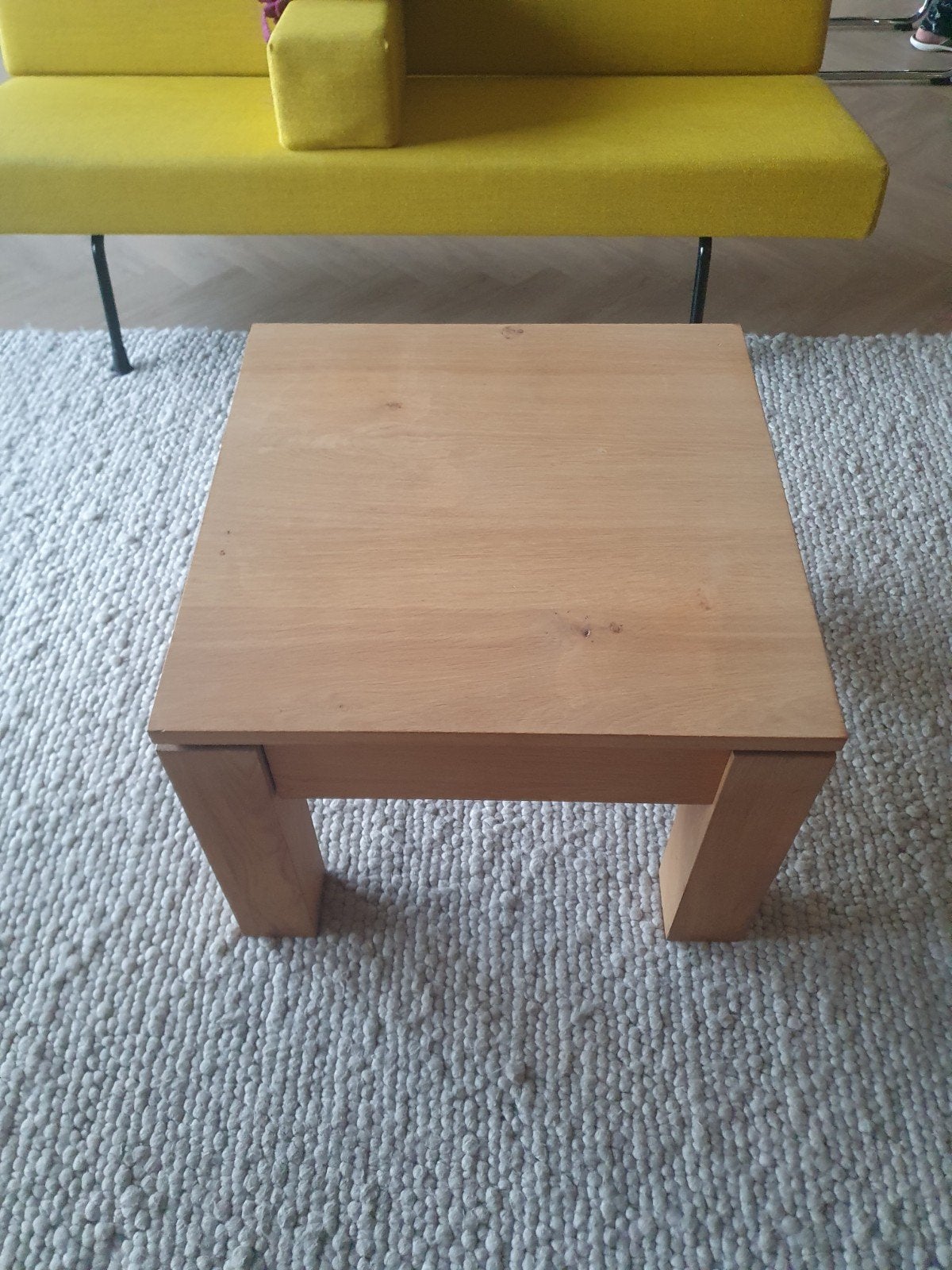 Massief eikenhouten salontafel met lade - 60x60x45 cm, Huis en Inrichting, Tafels | Salontafels, Ophalen, Gebruikt, 50 tot 100 cm