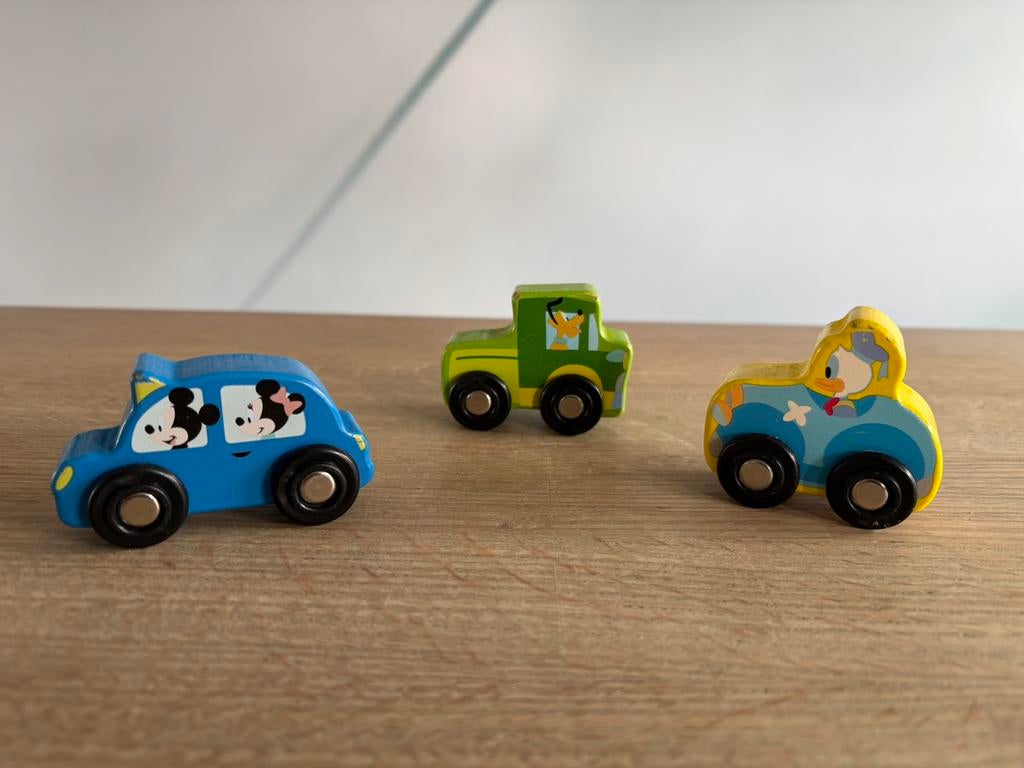3 vintage Disney Brio houten speelgoed auto’s, Ophalen of Verzenden, Zo goed als nieuw