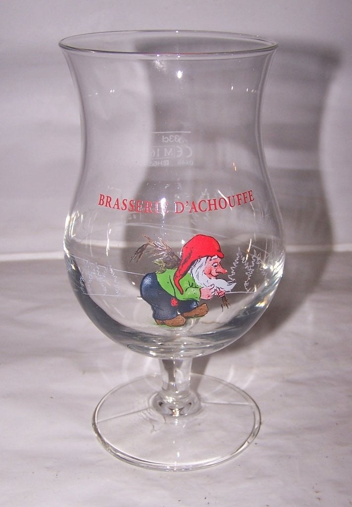 Prachtig bierglas Brasserie d'Achouffe. Nieuwstaat., Ophalen of Verzenden, Zo goed als nieuw, Bierglas