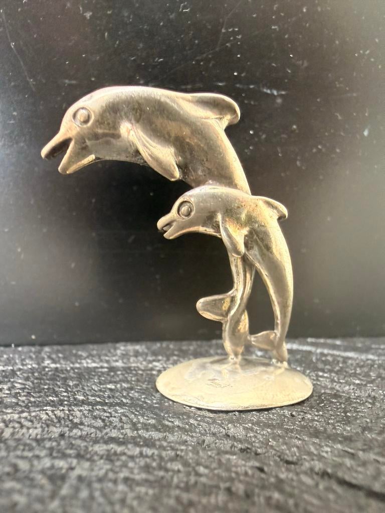 Zilveren miniatuur dolfijnen beeldje, Verzenden, Zilver