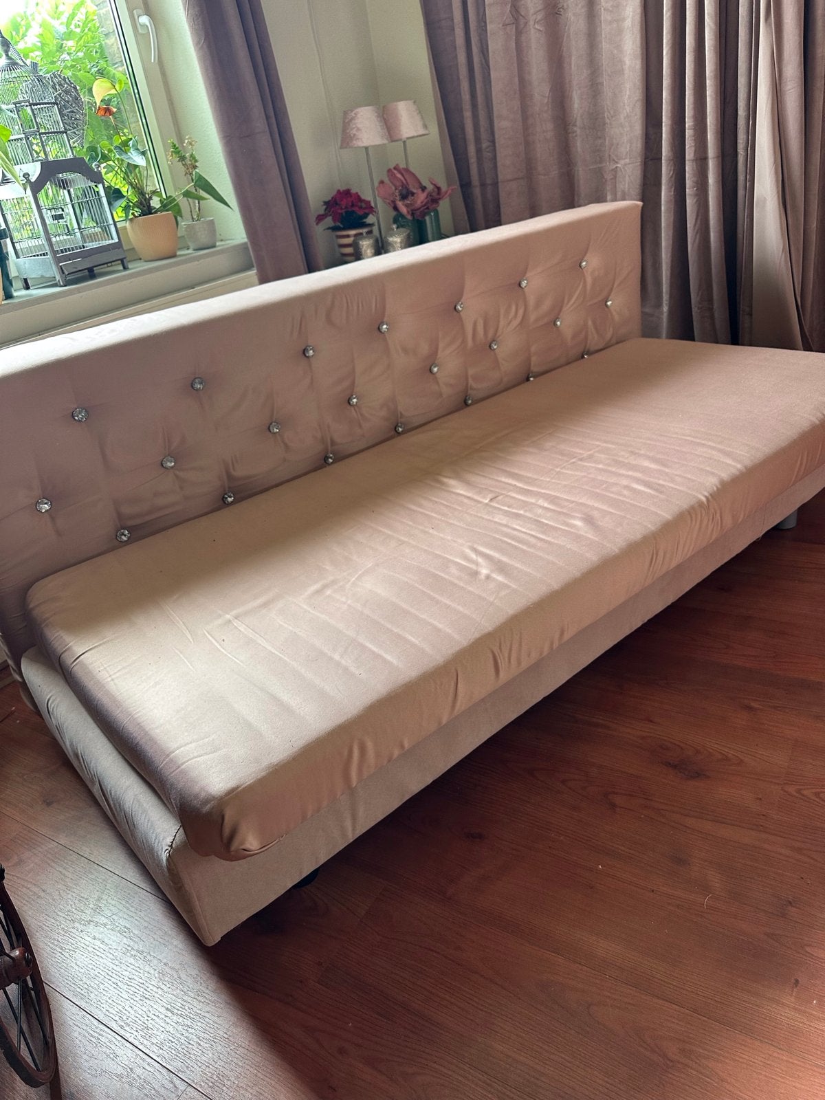 Bedbank met strass steentjes, Ophalen, Gebruikt, 90 cm, Eenpersoons