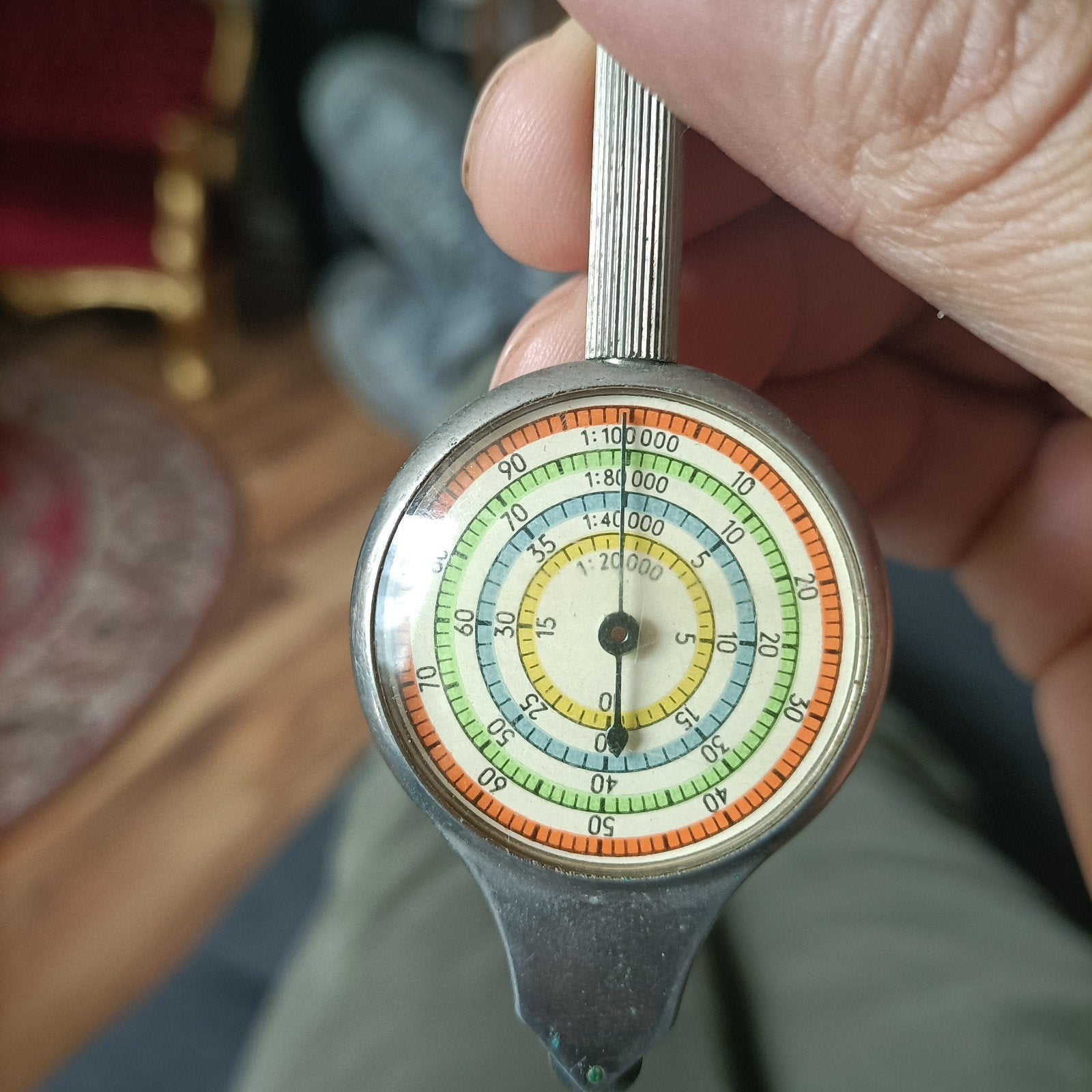 Vintage Curvimeter/Kaartmeter met Leren Etui, Ophalen of Verzenden