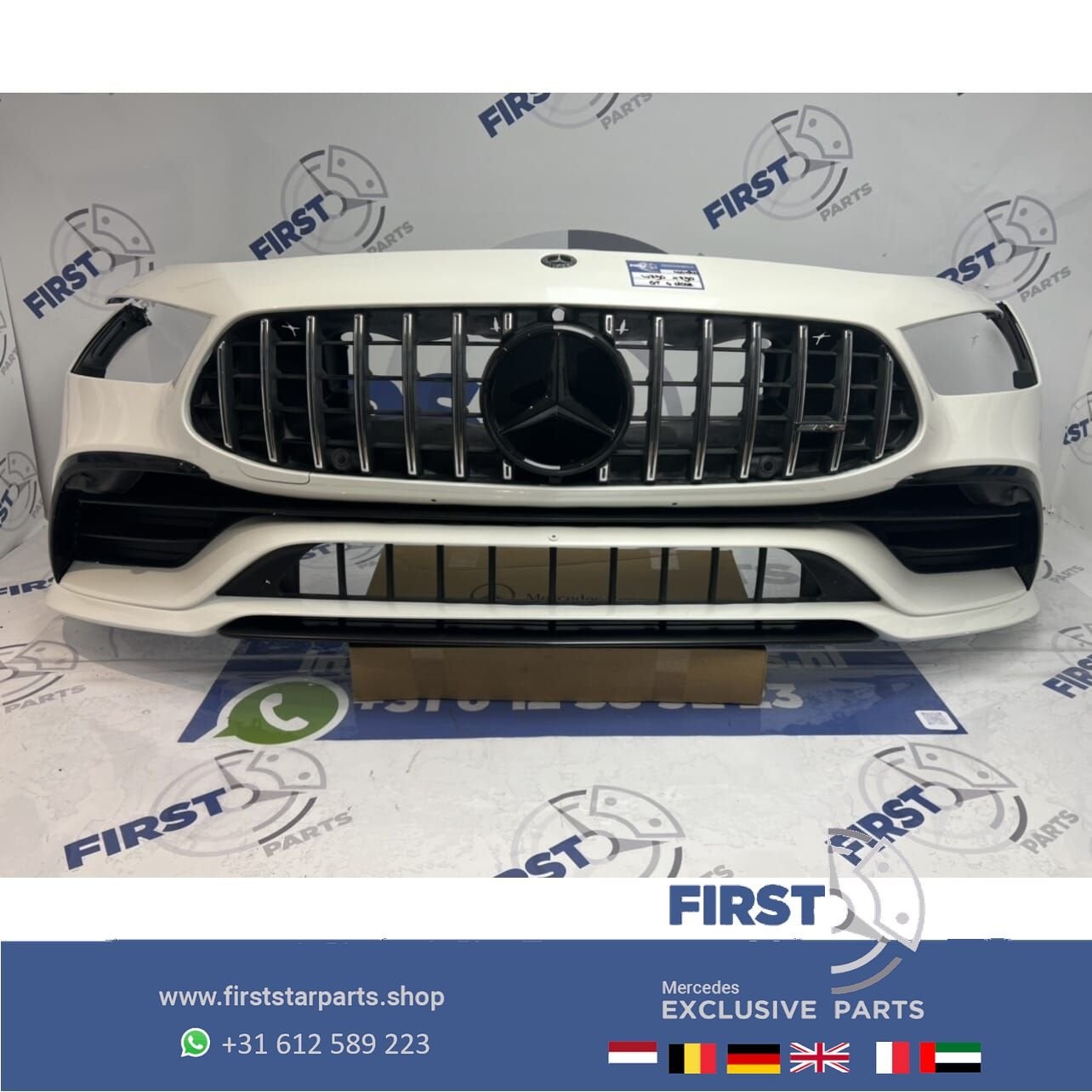 X290 W290 GT 43 53 4 DOORS COUPÉ AMG VOORBUMPER WIT COMPLEET, Gebruikt, -, Voor, Ophalen of Verzenden