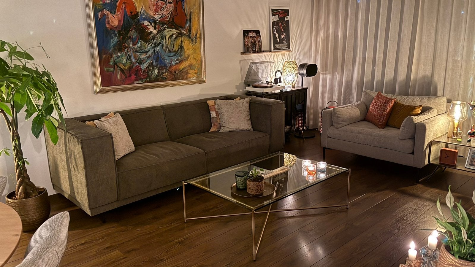Design tafel bronskleur met glas, Huis en Inrichting, Ophalen of Verzenden, Zo goed als nieuw