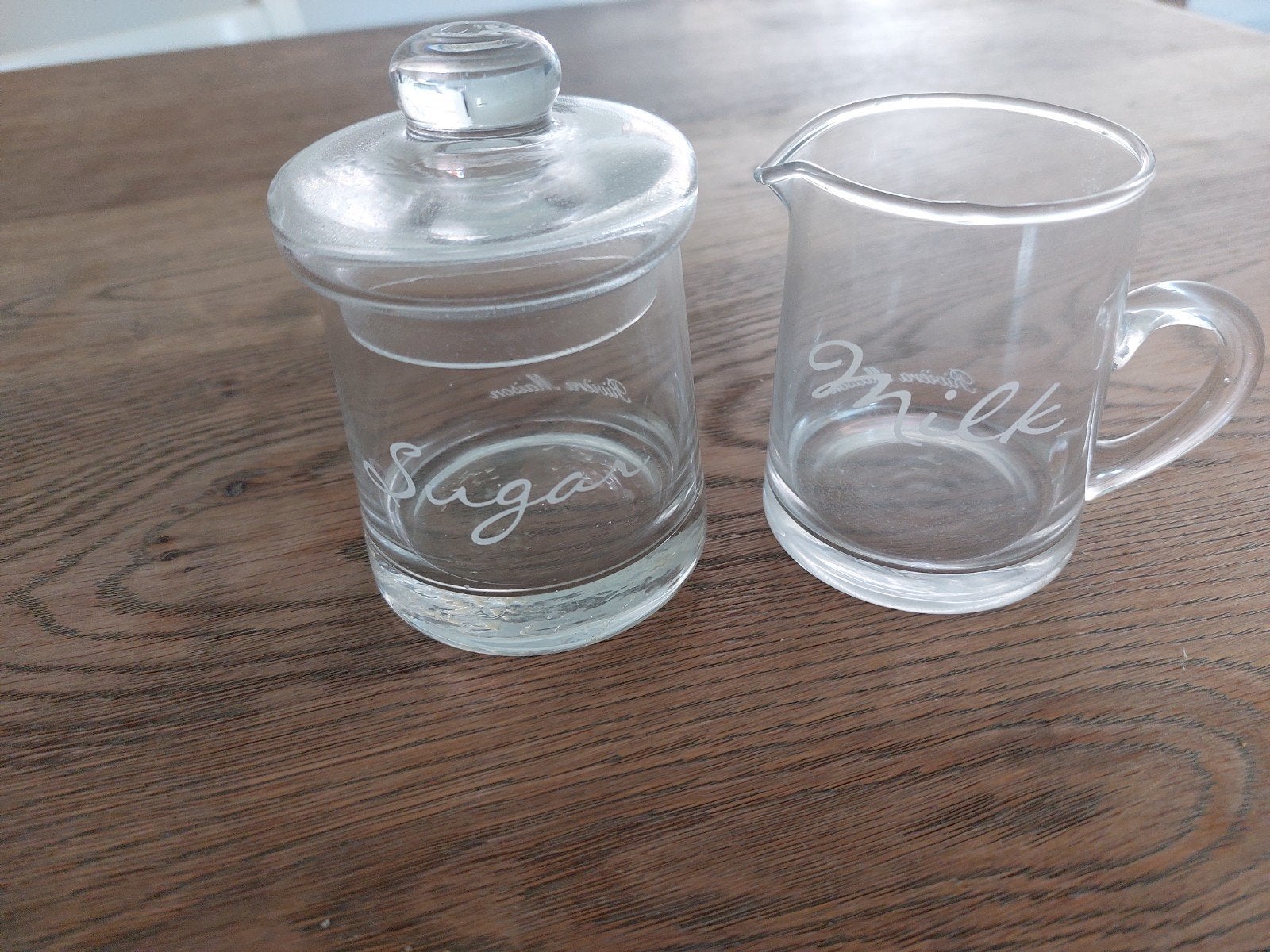Glazen suiker en melk setje Rivièra Maison, Huis en Inrichting, Ophalen, Overige merken, Overige typen, Glas