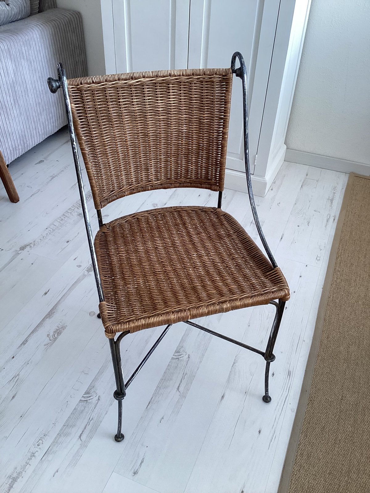 Eetkamerstoelen: Smeedijzer met Rotan. Vintage (jaren 80/90), Huis en Inrichting, Ophalen, Bruin, Landelijk/ Vintage (jaren '80-'90)