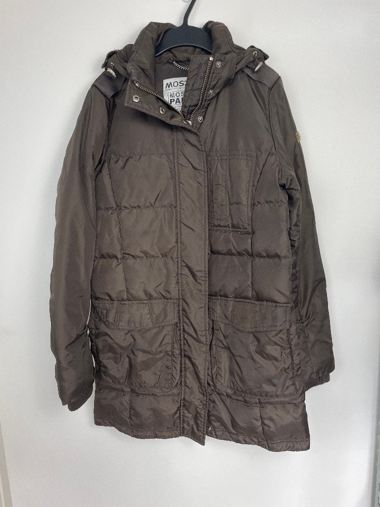 Moscow car coat lange winterjas maat S bruin dons gewatteerd, Maat 38/40 (M), Bruin, Anna van Toor BV, Hello@moscowdesign.nl