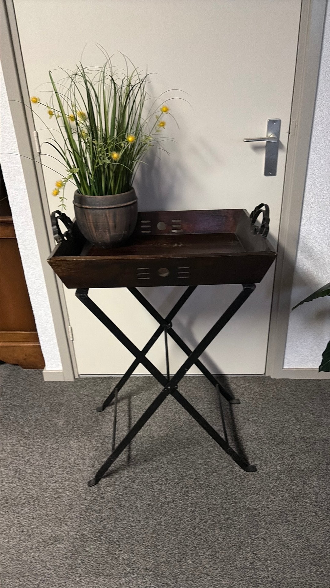 Leuk decoratie tafeltje /dienblad massief teakhout, Ophalen, Gebruikt