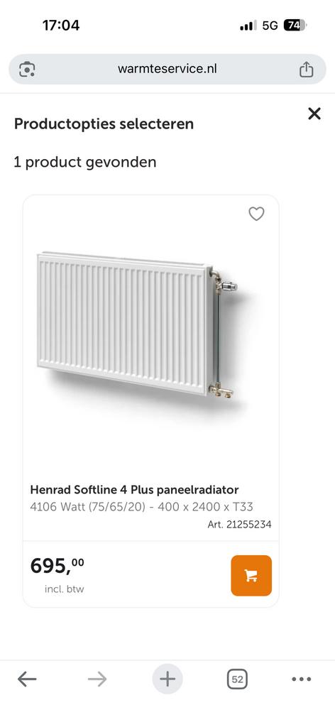 2x Henrad Softine 4 Plus paneelradiator 4106w, 30 tot 80 cm, Radiator, 150 cm of meer, Ophalen of Verzenden