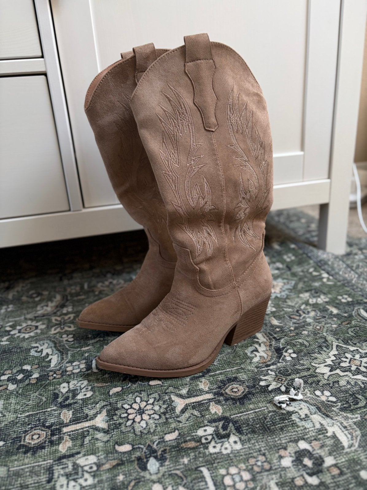 Suede cowboylaarzen, Kleding | Dames, Hoge laarzen, Bruin, Ophalen of Verzenden, Zo goed als nieuw