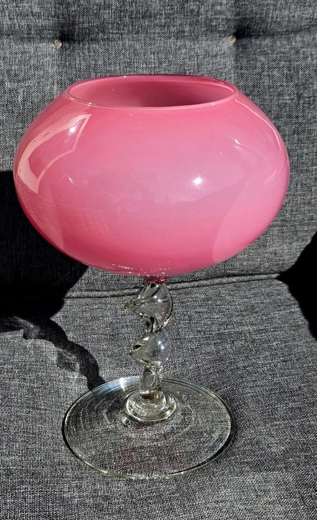Vintage Empoli Bokaalvaas Roze 27cm - Italiaans Kunstglas, Verzenden