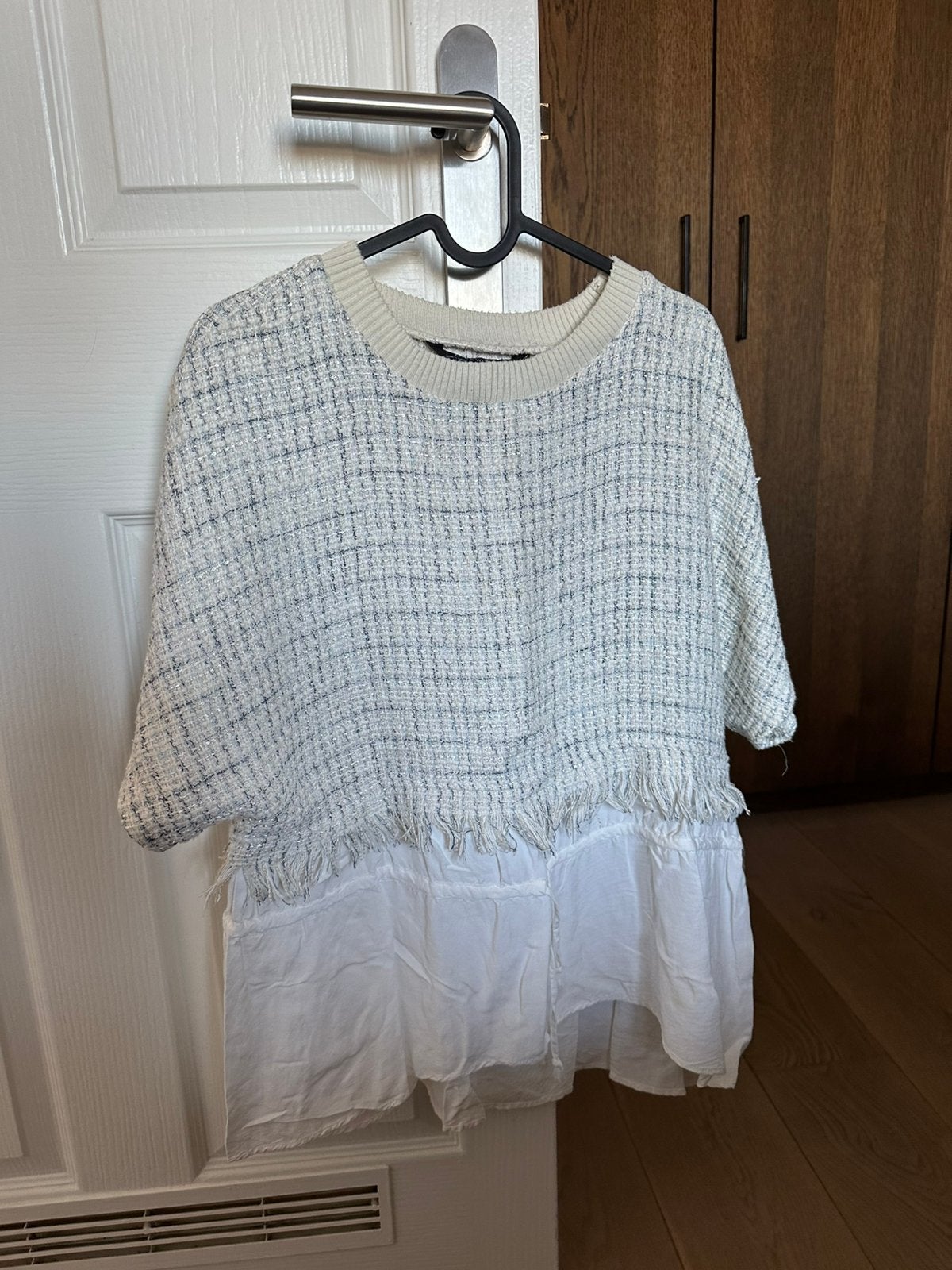 Zara top beige tweed blouse shirt M, Beige, Nieuw, Ophalen of Verzenden, Korte mouw