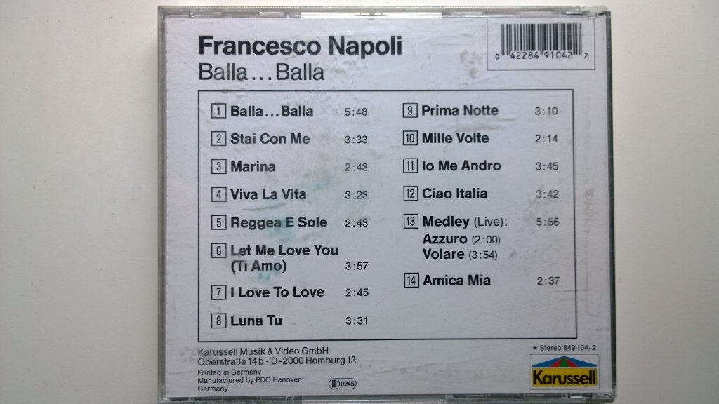 Francesco Napoli - Balla...Balla, Cd's en Dvd's, Ophalen of Verzenden, Zo goed als nieuw, Disco, Album