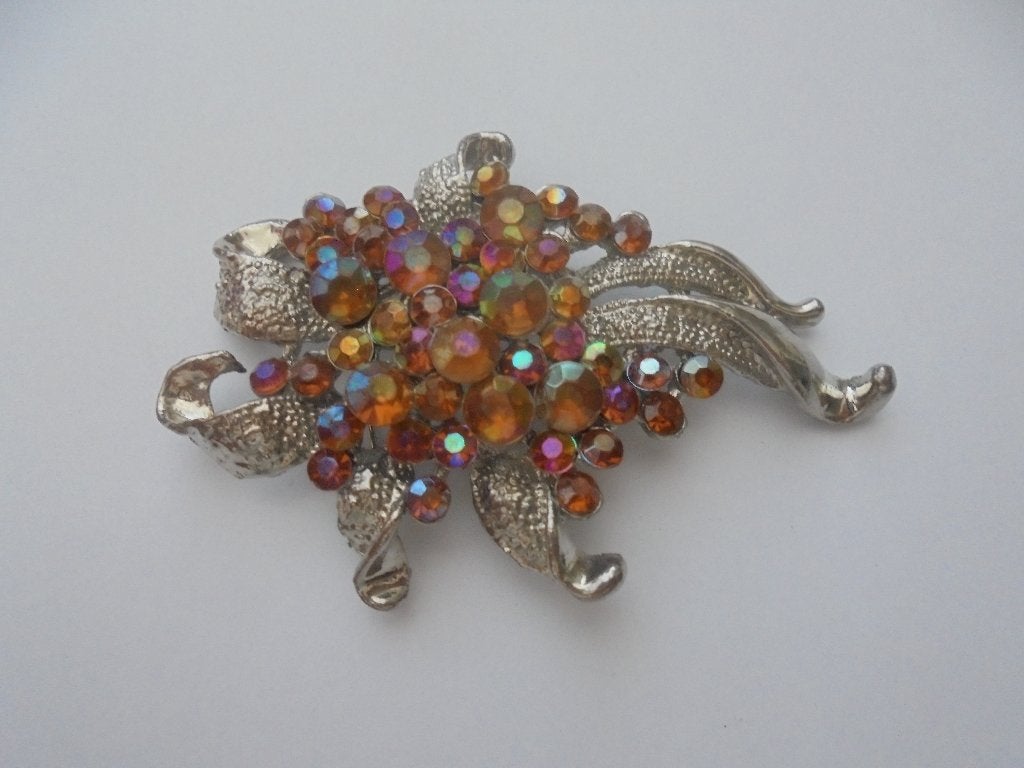 Grote broche bruin strass, Overige materialen, Bruin, Ophalen of Verzenden, Zo goed als nieuw