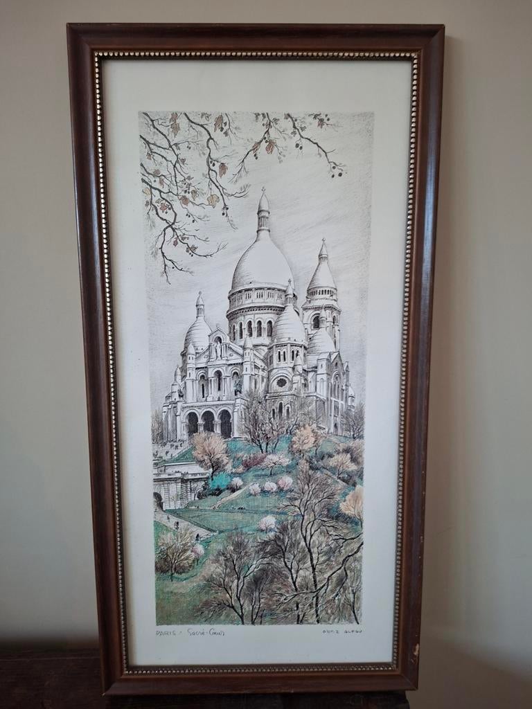 Ingelijste ets Basilique du Sacré-Cœur - Rafael Ortiz Alfau, Antiek en Kunst, Ophalen of Verzenden