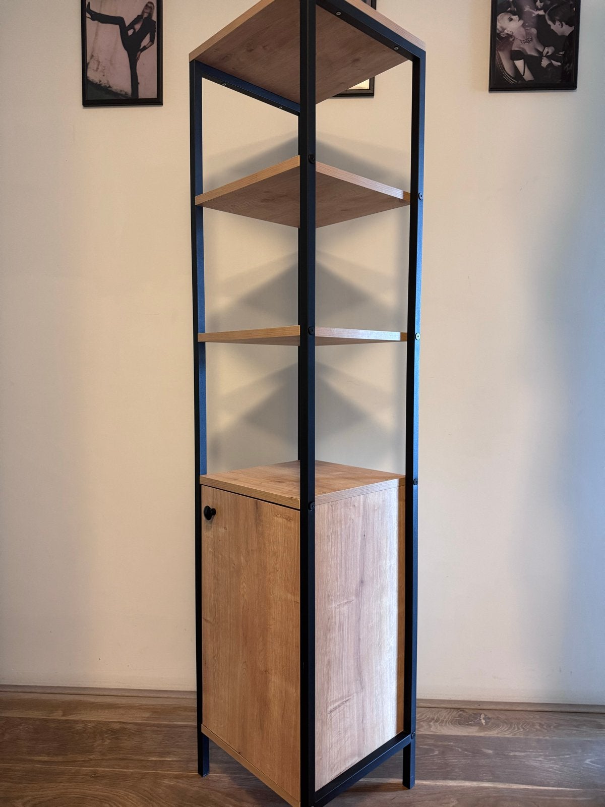 Industriële Boekenkast met Kastje en Planken, Huis en Inrichting, Kasten | Boekenkasten, Ophalen, Minder dan 50 cm, Zo goed als nieuw