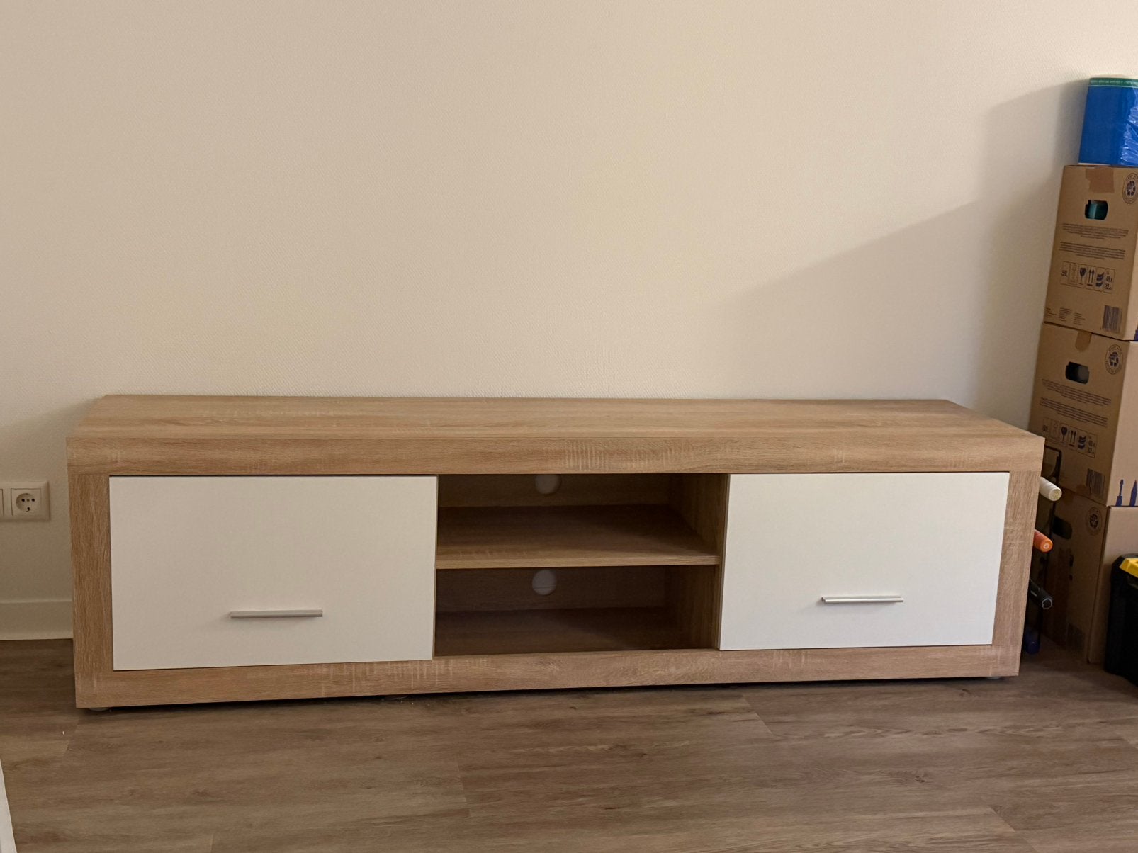 Tv meubel wit, licht eiken kleur, Ophalen, Zo goed als nieuw, 25 tot 50 cm, Minder dan 100 cm