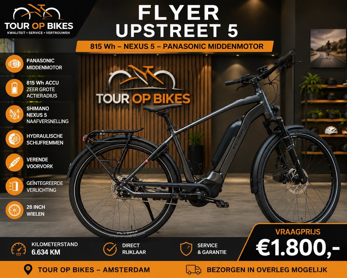 FLYER Upstreet 5 – 815Wh–Shimano Nexus 5 — Premium E-bike XL, Fietsen en Brommers, Elektrische fietsen, Ophalen, Zo goed als nieuw
