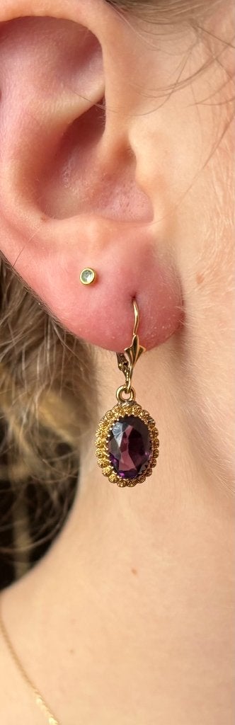 Amethist filigrain antiek set 14k gouden oorbellen dames