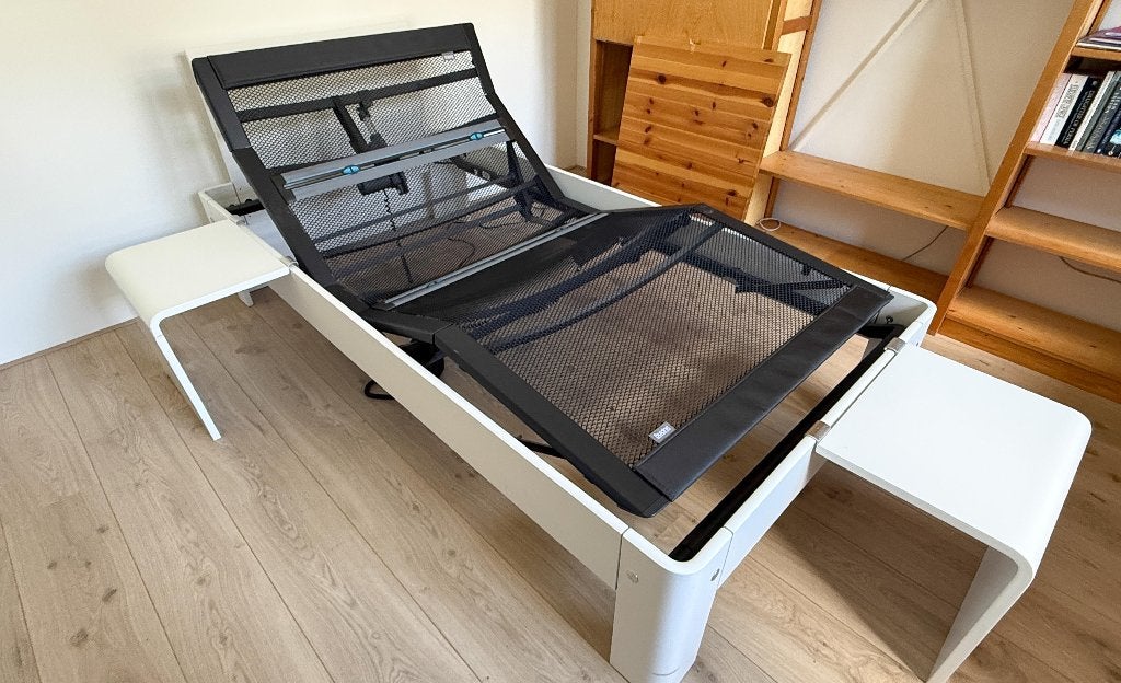 Auping Auronde 100 x 200 + aanhangtafels + elektr. spiraal, Ophalen, Eenpersoons, Wit, 200 cm