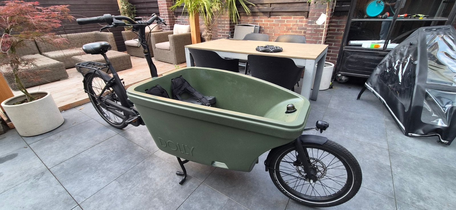 Dolly Bakfiets Elektrisch met Huif - Zo goed als nieuw, Fietsen en Brommers, Zo goed als nieuw, 2 kinderen, Elektrisch, Schijfrem