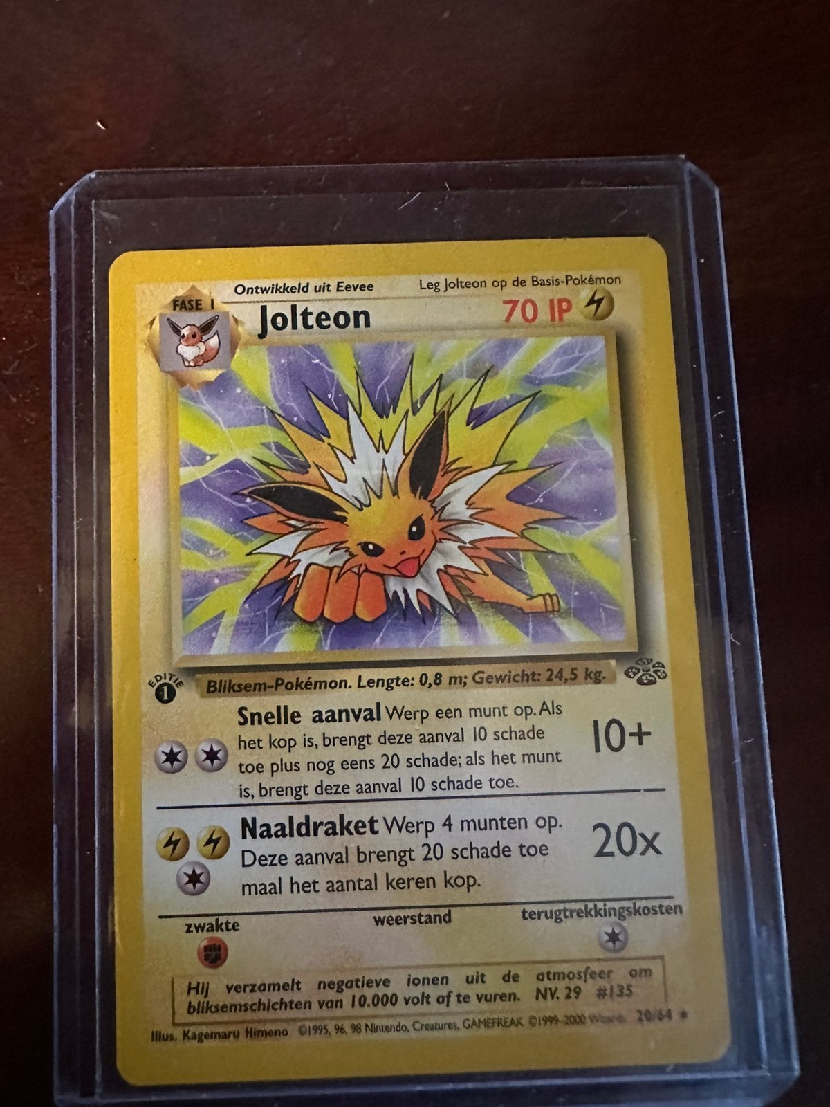 Jolteon, 20/64, 1st edition, jungle, NL, NM, Ophalen of Verzenden, Zo goed als nieuw
