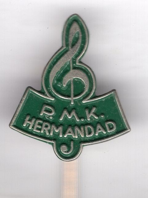 P.M.K. Hermandad donkergroen zilverkl muziek speldje( W_123), Verzenden, Zo goed als nieuw, Merk, Speldje of Pin