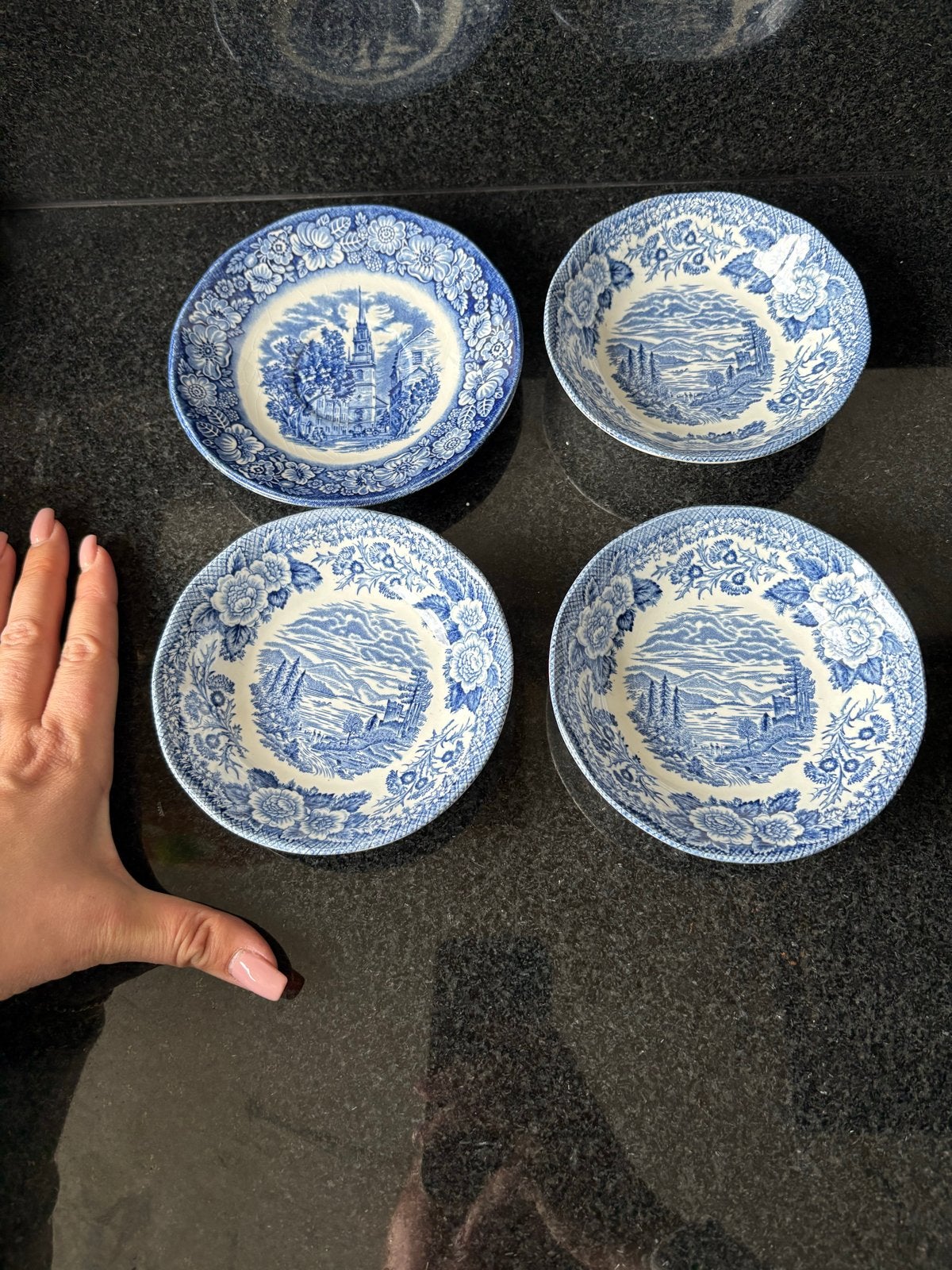 Delfts blauw import servies uit Engeland - 4 stuks, Ophalen of Verzenden