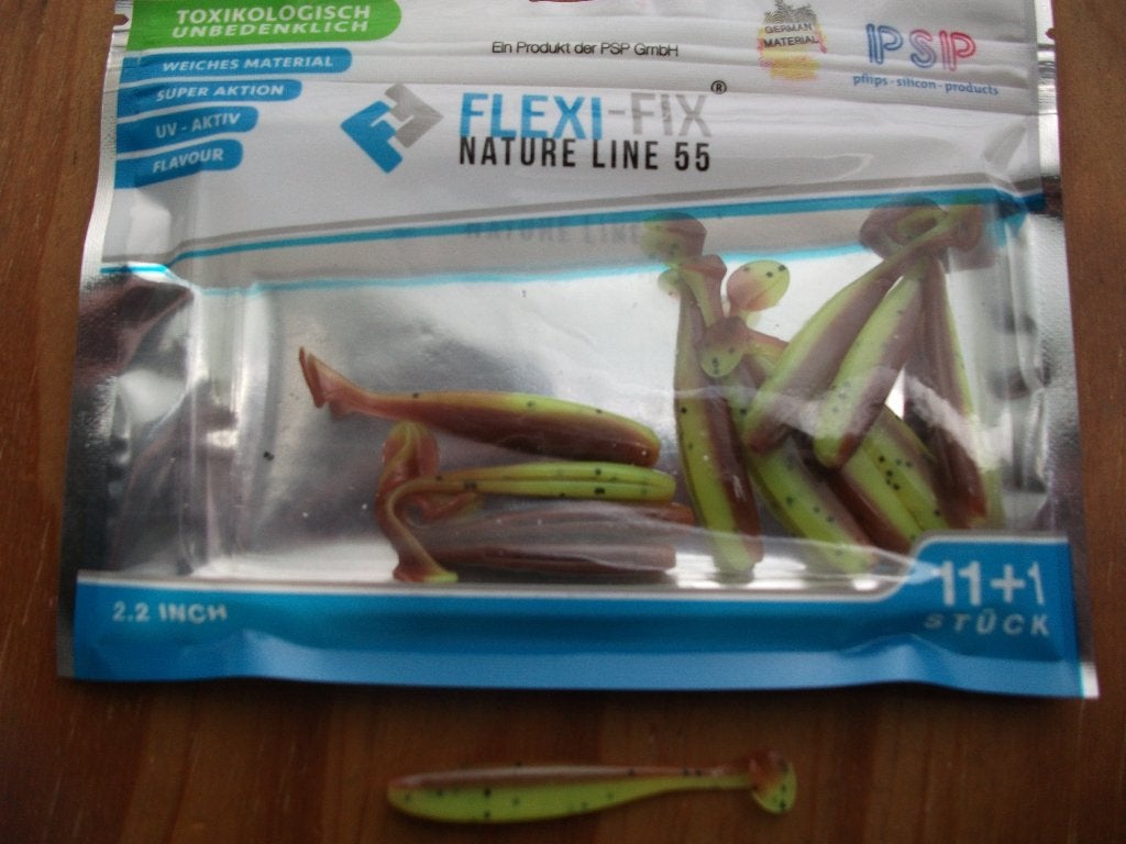 12 stuks Flexi-Fix Nature Line 55 roofvis shads / kunstaas, Watersport en Boten, Hengelsport | Roofvissen, Nieuw, Overige typen
