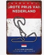 Metalen Retro Bord F1 Grand Prix Nederland Zandvoort, Ophalen, Nieuw, Formule 1