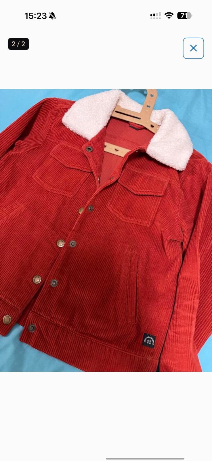 Rode corduroy jas met teddy voering, Ophalen, Zo goed als nieuw, Maat 38/40 (M), Rood