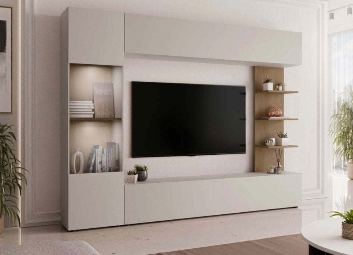 Woonkamerset Comfivo Animus (Kasjmier + Eiken), Ophalen, Nieuw, 150 tot 200 cm, 25 tot 50 cm