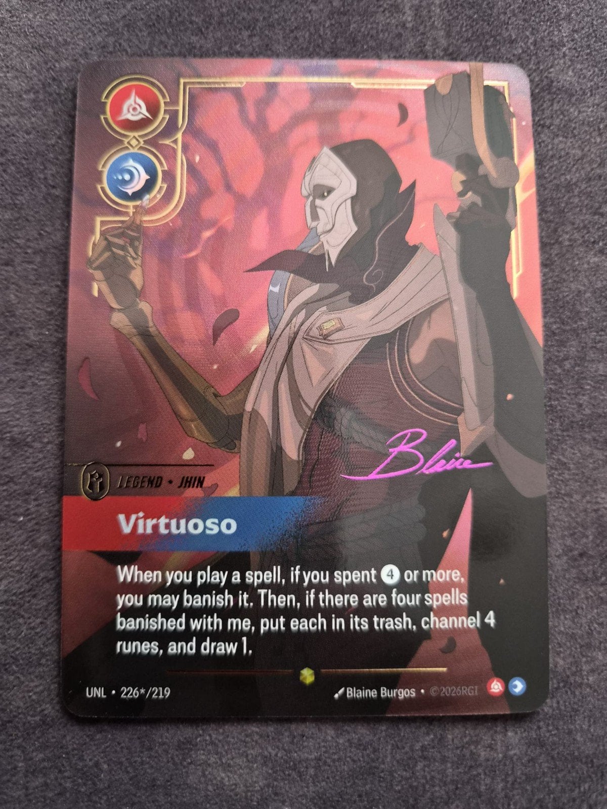 Jhin, Virtuoso (V.3 - Signed Showcase) - League of Legends, Ophalen, Zo goed als nieuw, Losse kaart, Foil