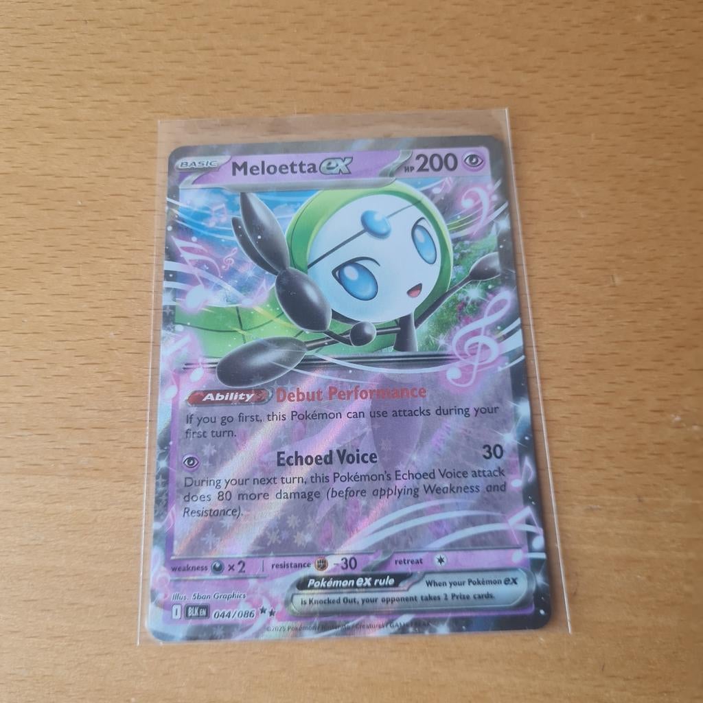 Meloetta EX Pokémon Kaart - Zeldzaam en in Topstaat!, Ophalen of Verzenden, Zo goed als nieuw, Losse kaart, Foil