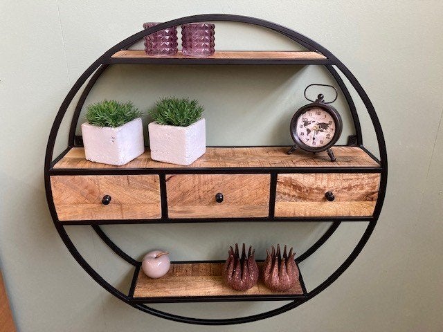 Wandrek met 3 lades mangohout 80 cm., Ophalen of Verzenden, Nieuw
