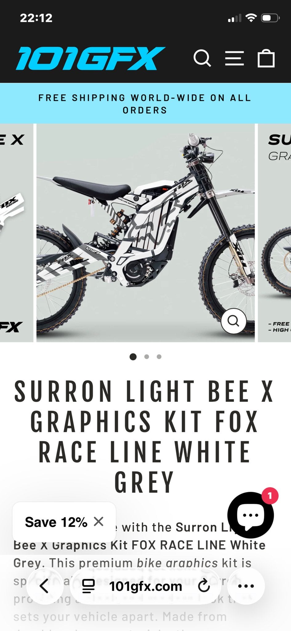 Surron Light Bee X Sticker set  Fox Raceline Wit Grijs, Ophalen of Verzenden, Nieuw