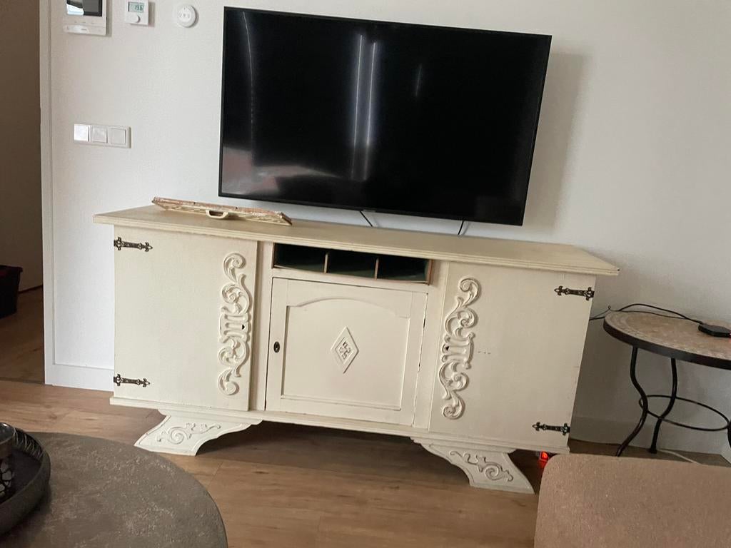 Brocante/barok dressoir wit, Ophalen, Gebruikt, Met deur(en), 150 tot 200 cm