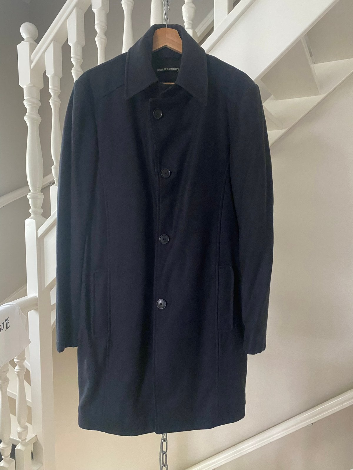 Mantel (tussen)jas donkerblauw 80% wol Drykorn maat 50 (M), Ophalen of Verzenden, Zo goed als nieuw, Maat 48/50 (M), Blauw