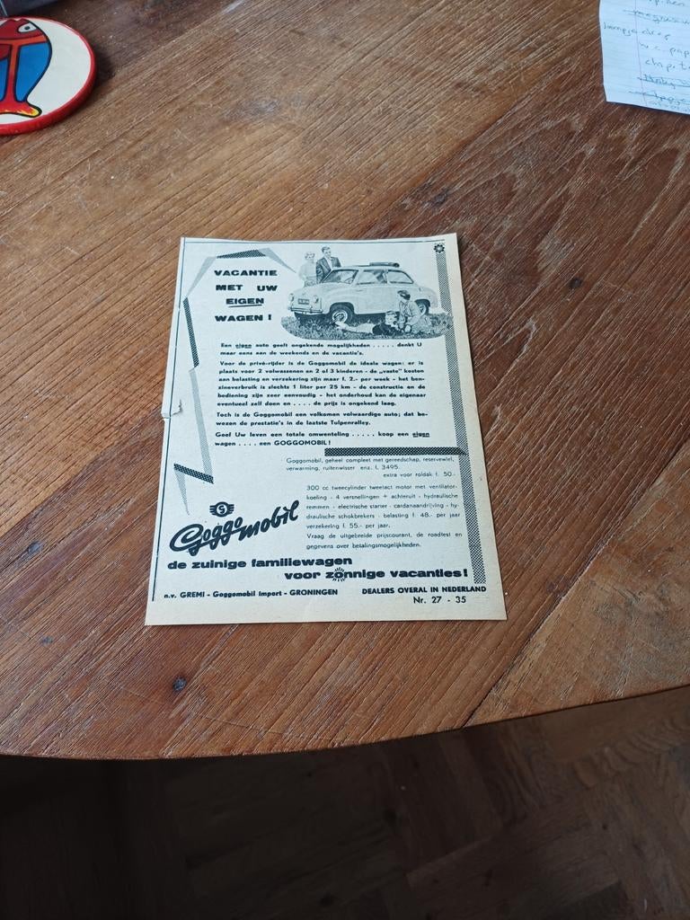Advertentie van Goggomobil 1956, Ophalen of Verzenden, Zo goed als nieuw, Auto's