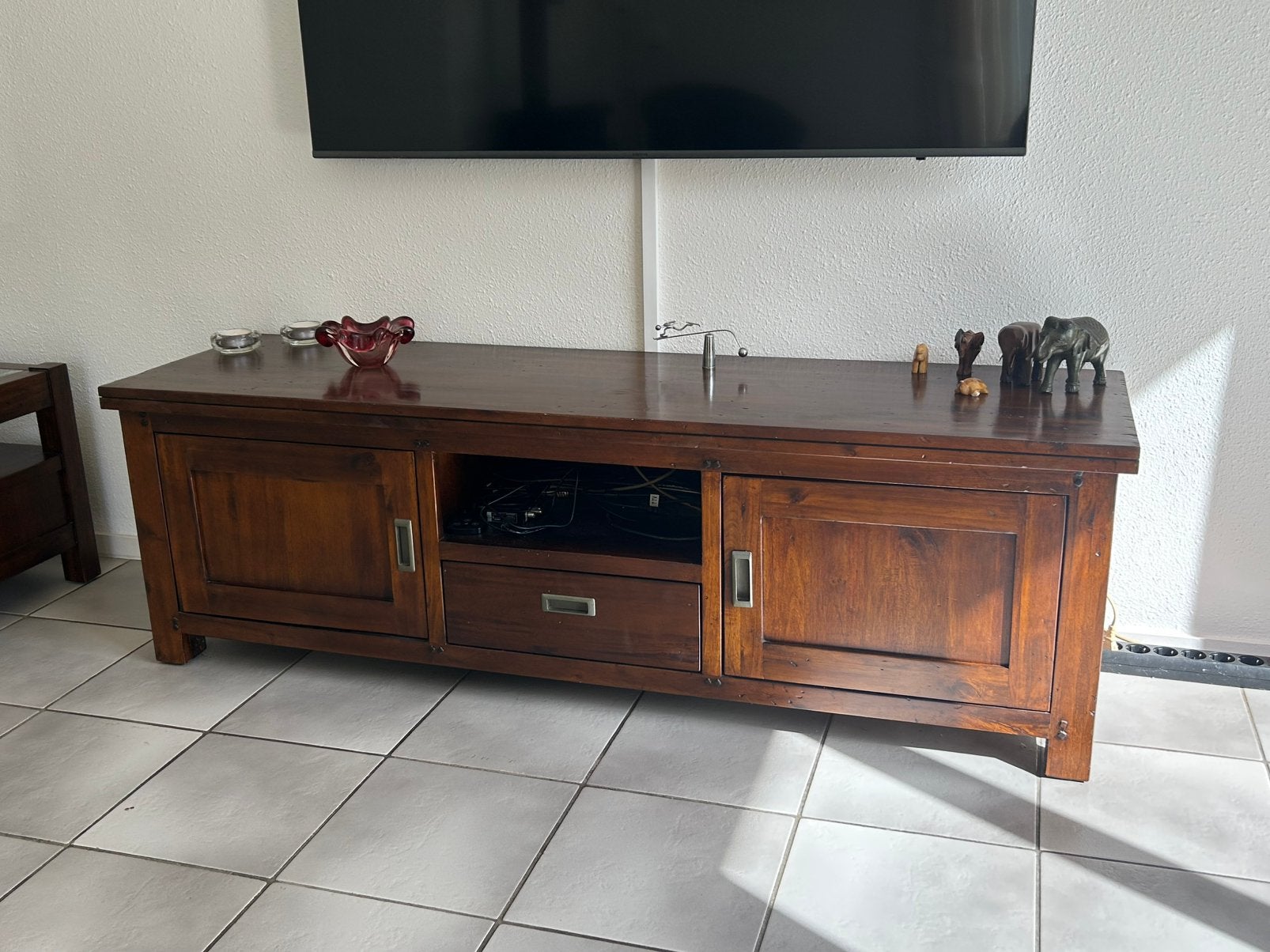 Tv meubel, Ophalen, Gebruikt, 150 tot 200 cm, Teakhout