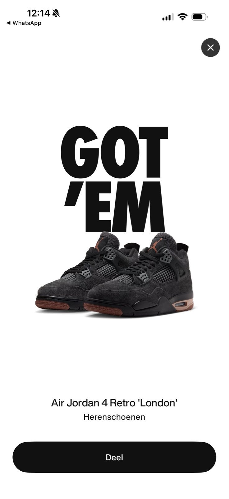 Nike Air Jordan 4 Retro 'London' - Maat 45,5 - Nieuw, Kleding | Heren, Ophalen of Verzenden, Nieuw, Zwart, Sneakers of Gympen
