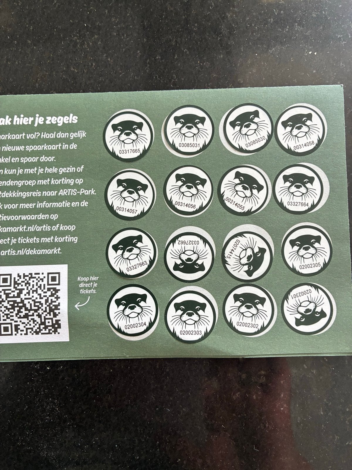 5 Artis kortingskaarten.