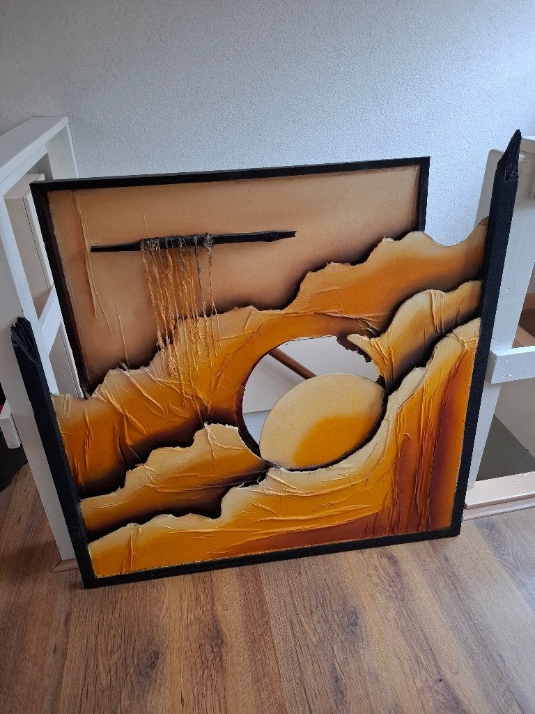 Wanddecoratie ondergaande zon, Ophalen, Zo goed als nieuw, Wandbord of Wandpaneel, 83 cm