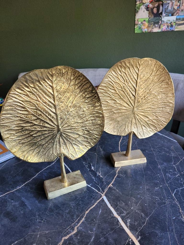 2x Gouden blad ornament, Ophalen of Verzenden, Gebruikt