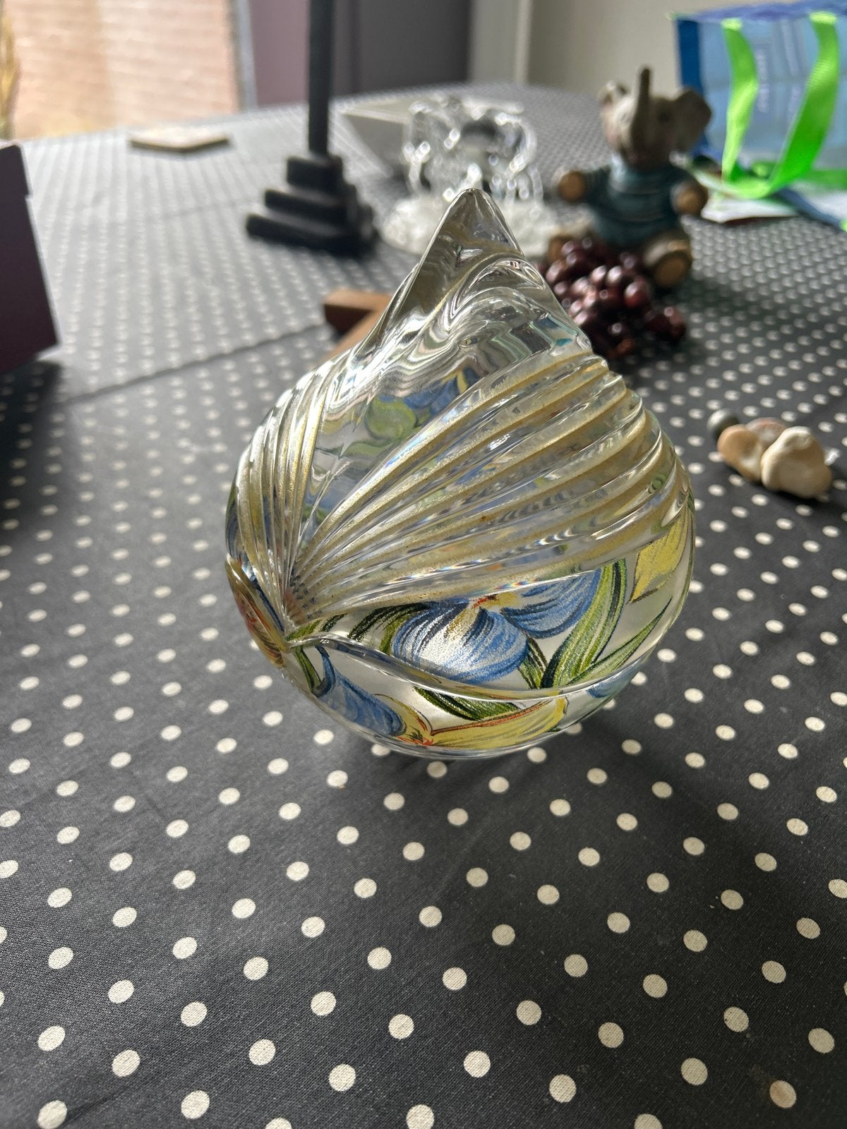 Glazen presse-papier met bloemmotief, Ophalen of Verzenden