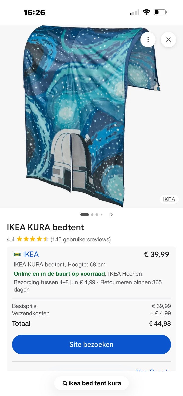 Bedtent ikea kura, Ophalen of Verzenden, 180 cm of meer, 85 tot 100 cm