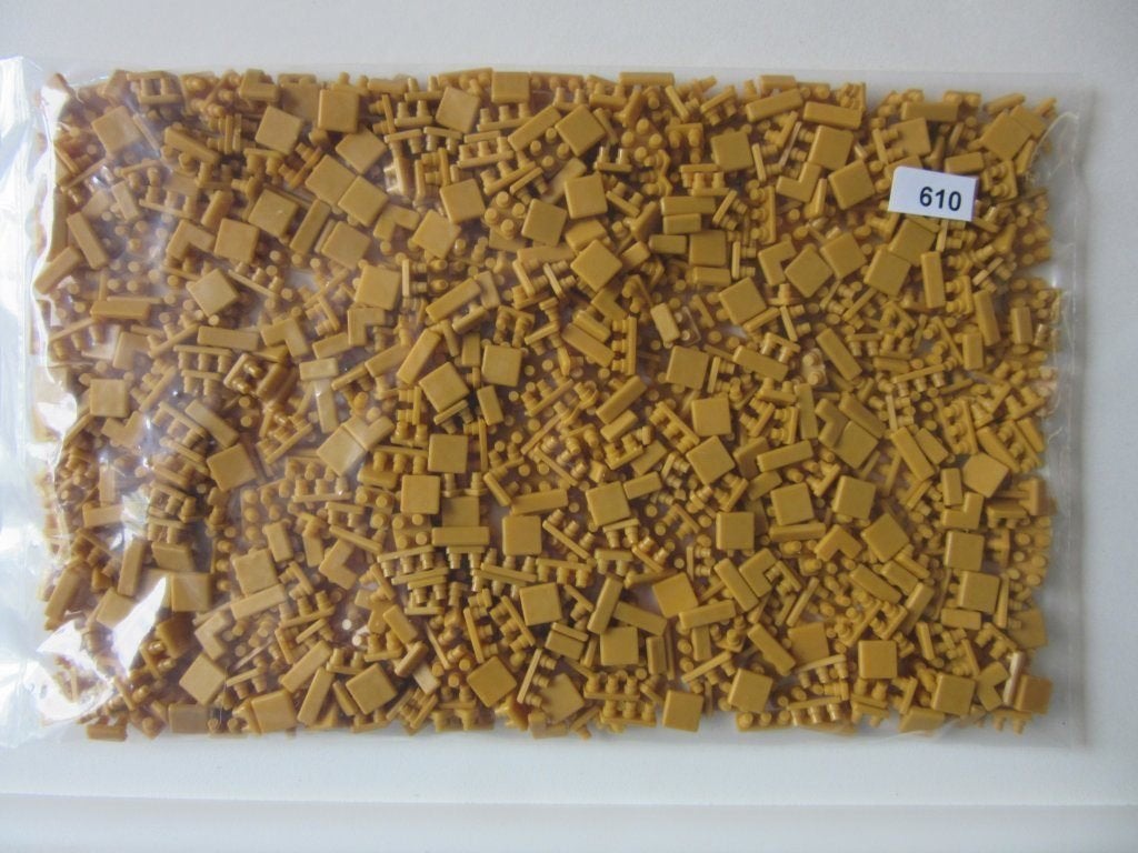 610, donker geel ministeck, zakje 100 gram, Hobby en Vrije tijd, Ministeck, Nachtvlinder100, Gebruikt, Ophalen of Verzenden, Losse ministeck of Strip
