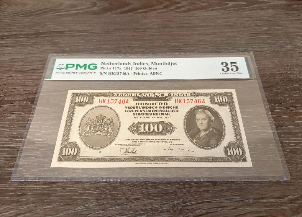Heel mooi biljet 100 gulden Nederlands-Indië, 1943 | PMG 35, Postzegels en Munten, Bankbiljetten | Nederland, Ophalen of Verzenden