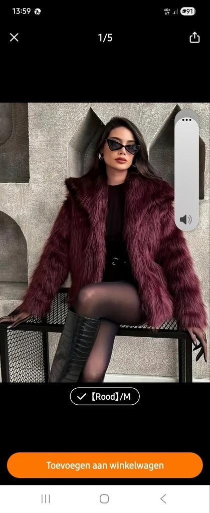 Luxe Bordeauxrode Faux Fur Jas - Maat M, Nieuw, Onbekend, Rood, Ophalen