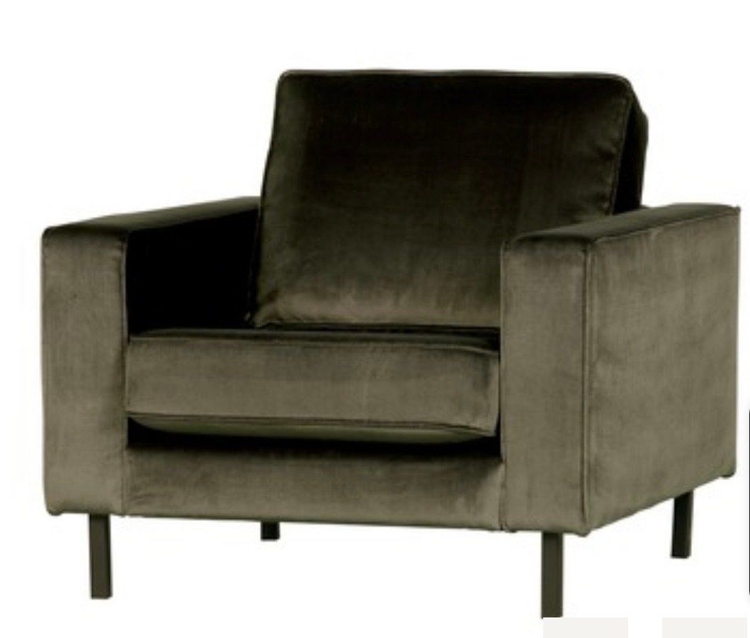 Woood Robin Fauteuil - Warm Groen, Ophalen, Zo goed als nieuw, Stof, 75 tot 100 cm